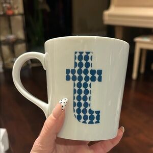 Blue Patterned Mug “T”